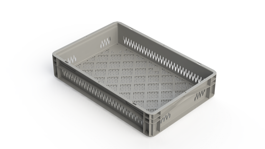 Přepravka Basicline 1261.3300 šedá, UÚ, perforovaná